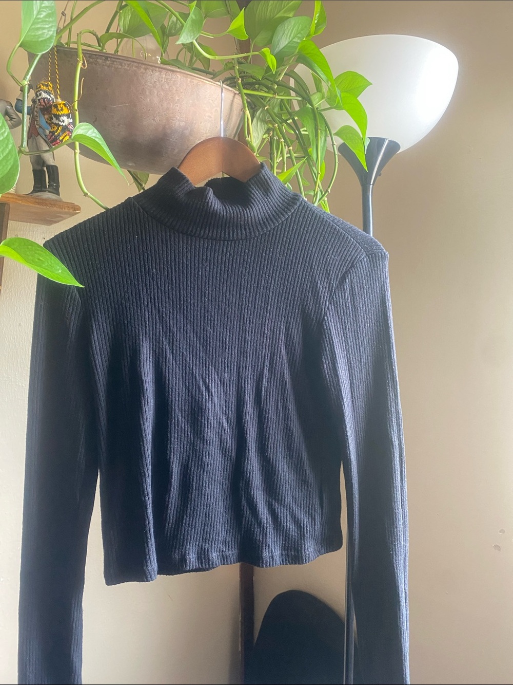 Ambiance Black Mock Turtleneck Cropped Sweater